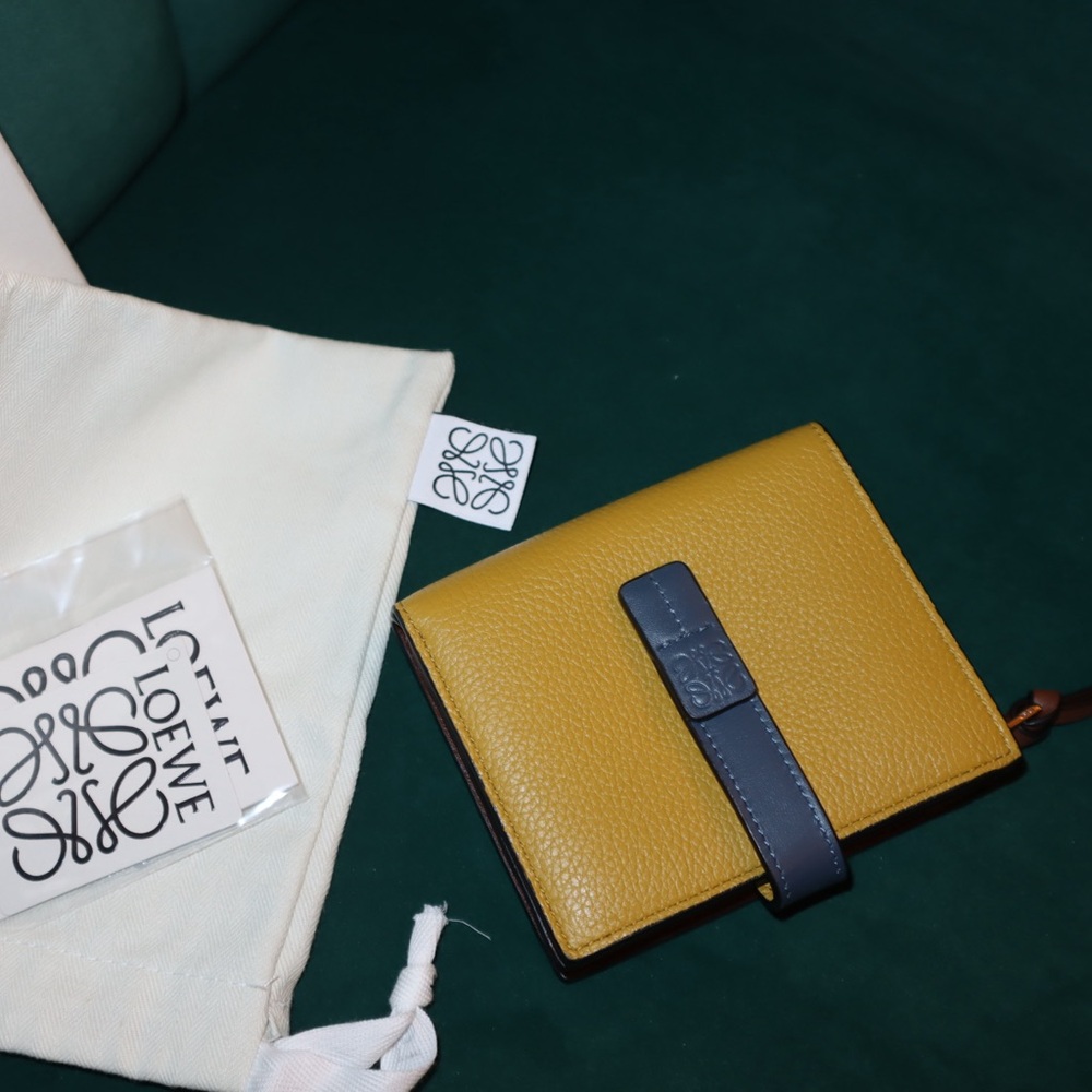 LOEWE Partical Wallet Mini Tri-fold Wallet Yellow like NEW!
